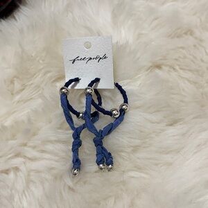Free People Indigo Braided Earrings with Silver Beads